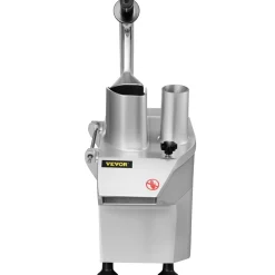 VEVOR 110V Commercial Food Processor 2 Feeding Holes, 550W Electric Vegetable Slicer 1600 RPM, Stainless Steel Vegetable Processor Detachable 6-blades, 3mm/4mm/7mm Shred, 2mm/4mm Slice