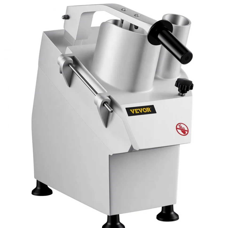 VEVOR 110V Commercial Food Processor 2 Feeding Holes, 550W Electric Vegetable Slicer 1600 RPM, Stainless Steel Vegetable Processor Detachable 6-blades, 3mm/4mm/7mm Shred, 2mm/4mm Slice