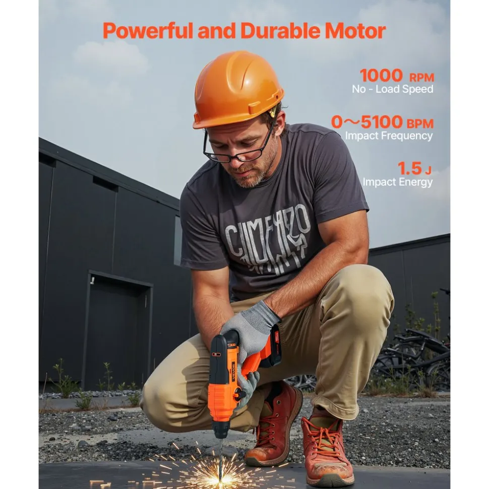 VEVOR 20V Cordless Hammer Drill, Lithium-Ion 0.6 Inch Rotary Hammer Driver, SDS-Plus Electric Lightweight Power Tool Kit with Battery and Charger, 2 Functions, 1000 RPM, 5100 BPM