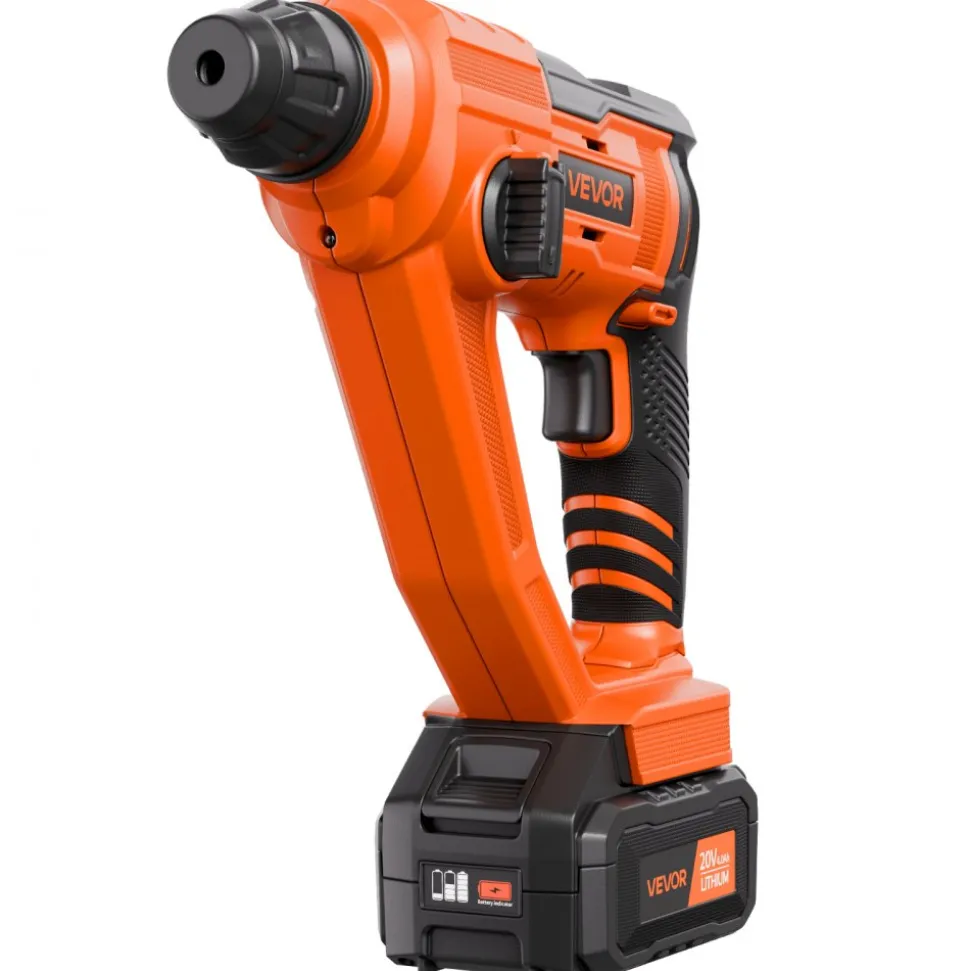VEVOR 20V Cordless Hammer Drill, Lithium-Ion 0.6 Inch Rotary Hammer Driver, SDS-Plus Electric Lightweight Power Tool Kit with Battery and Charger, 2 Functions, 1000 RPM, 5100 BPM