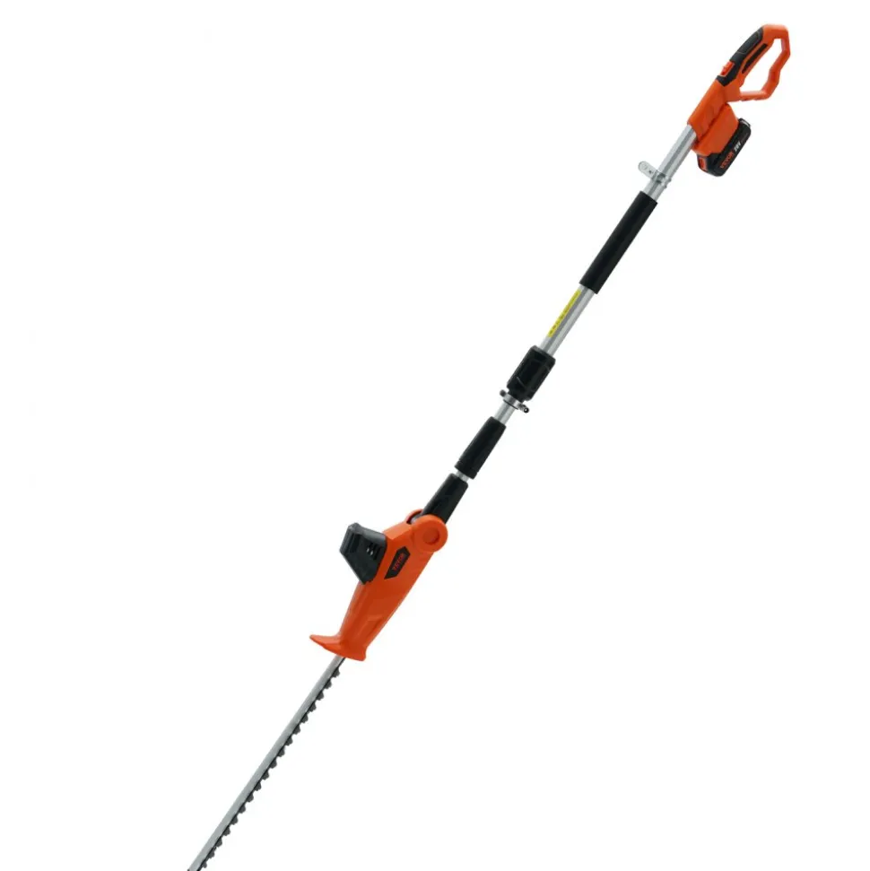 VEVOR 20V Cordless Hedge Trimmer, 18 inch Double-edged Steel Blade, Pole Hedge Trimmer Kit 20V Battery, Fast Charger Included, 74"-94" Telescoping Design for High Branches