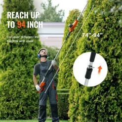 VEVOR 20V Cordless Hedge Trimmer, 18 inch Double-edged Steel Blade, Pole Hedge Trimmer Kit 20V Battery, Fast Charger Included, 74