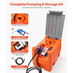 VEVOR 12V DEF Transfer Pump Kit, 8.5 GPM, Diaphragm Irrigation Self Priming Electric Water Pump, with 58 Gallon Tank, Automatic Nozzle, 13.12 ft Hose, 26.25 ft Lift, for Diesel Exhaust Fluid Urea