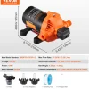 VEVOR 12V Diaphragm Pump, 3.5 GPM (13.25 L/min), 3-Chamber 12 Volt DC Water Pump with Automatic Pressure Switch 40-100 PSI Adjustable, 50 PSI, 1/2'' MNPT Port, for RV Yacht Food Truck Camper Marine