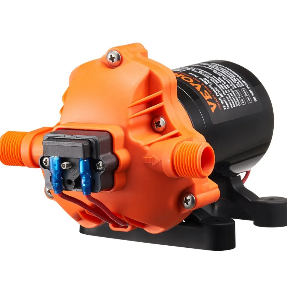 VEVOR 12V Diaphragm Pump, 3.5 GPM (13.25 L/min), 3-Chamber 12 Volt DC Water Pump with Automatic Pressure Switch 40-100 PSI Adjustable, 50 PSI, 1/2'' MNPT Port, for RV Yacht Food Truck Camper Marine