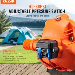 VEVOR 12V Diaphragm Pump, 3 GPM (11.36 L/min), 3-Chamber 12 Volt DC Water Pump with Automatic Pressure Switch 40-100 PSI Adjustable, 50 PSI, 1/2'' MNPT Port, for RV Yacht Food Truck Camper Marine