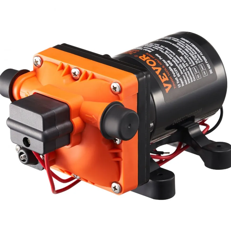 VEVOR 12V Diaphragm Pump, 3 GPM (11.36 L/min), 4-Chamber 12 Volt DC Water Pump with Automatic Pressure Switch 40-100 PSI Adjustable, 55 PSI, 1/2'' MNPT Port, for RV Yacht Food Truck Camper Marine