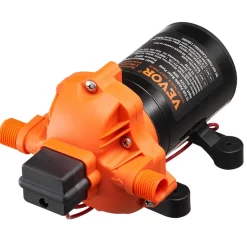 VEVOR 12V Diaphragm Pump, 1.8 GPM (6.81 L/min), 3-Chamber 12 Volt DC Water Pump with Automatic Pressure Switch 40-100 PSI Adjustable, 60 PSI, 1/2'' MNPT Port, for RV Yacht Food Truck Camper Marine