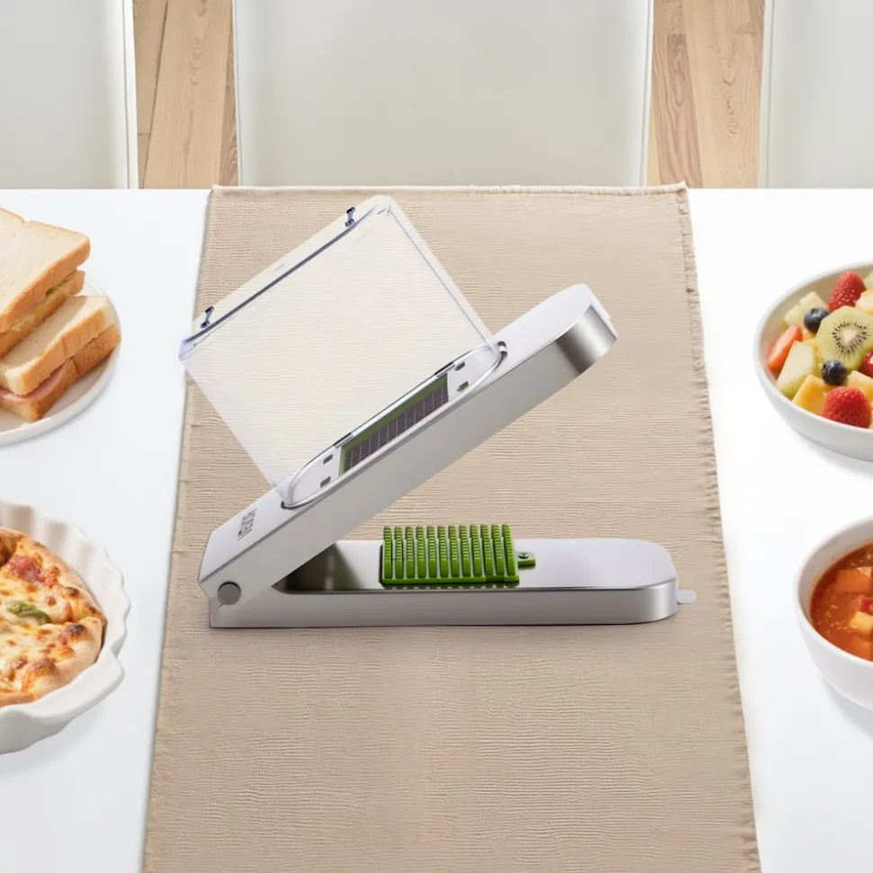 VEVOR Vegetable Chopper, Food Veggie Cutter with 3 Stainless Steel Blades, Onion Slicer with Container, Salad Potato Dicer Kitchen Gadgets & Essentials Home Appliances Tools for Easy DIY, Silver