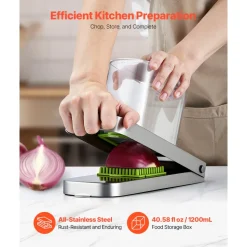 VEVOR Vegetable Chopper, Food Veggie Cutter with 3 Stainless Steel Blades, Onion Slicer with Container, Salad Potato Dicer Kitchen Gadgets & Essentials Home Appliances Tools for Easy DIY, Silver