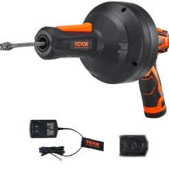 VEVOR 12V Electric Drain Auger, 25FT Cordless Plumbing Snake Auto Feed, Pipeline Snake Drain Clog Remover with Power Drill for 3/4
