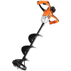 VEVOR 20V Electric Ice Auger, 8 inch Diameter, 2 in 1 Cordless Ice Fishing Augers and Earth Auger with Ices & Earth Drill Bit, Cold-Resistant Post Hole Digger, Turbo High-Speed Cutting System