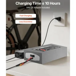 VEVOR 72V Electric Scooter Battery, 20Ah, Ebike Lithium Battery Pack with 50A BMS, Charger, T-Plug Expansion Cable, 500+ Cycles, Compatible with 7200W Motors, for Electric Bikes Bicycles, Scooters