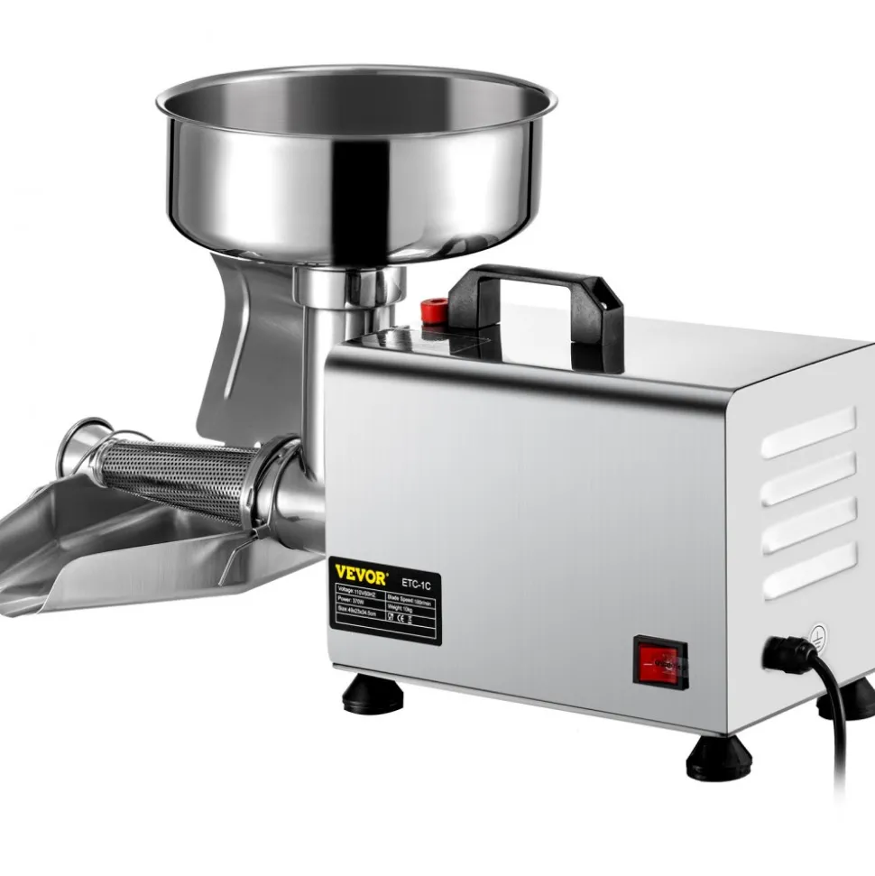 VEVOR 110V Electric Tomato Strainer 370W Commercial Grade Tomato Milling Machine Stainless Steel Tomato Press and Strainer 90-160 Kg/H Pure Copper Motor Food Strainer and Sauce Maker