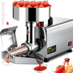 VEVOR 110V Electric Tomato Strainer 370W Commercial Grade Tomato Milling Machine Stainless Steel Tomato Press and Strainer 90-160 Kg/H Pure Copper Motor Food Strainer and Sauce Maker