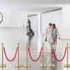 VEVOR Velvet Ropes and Posts, 5 ft/1.5 m Red Rope, Stainless Steel Gold Stanchion with Ball Top, Red Crowd Control Barrier Used for Theaters, Party, Wedding, Exhibition, Ticket Offices Pack Sets (6)