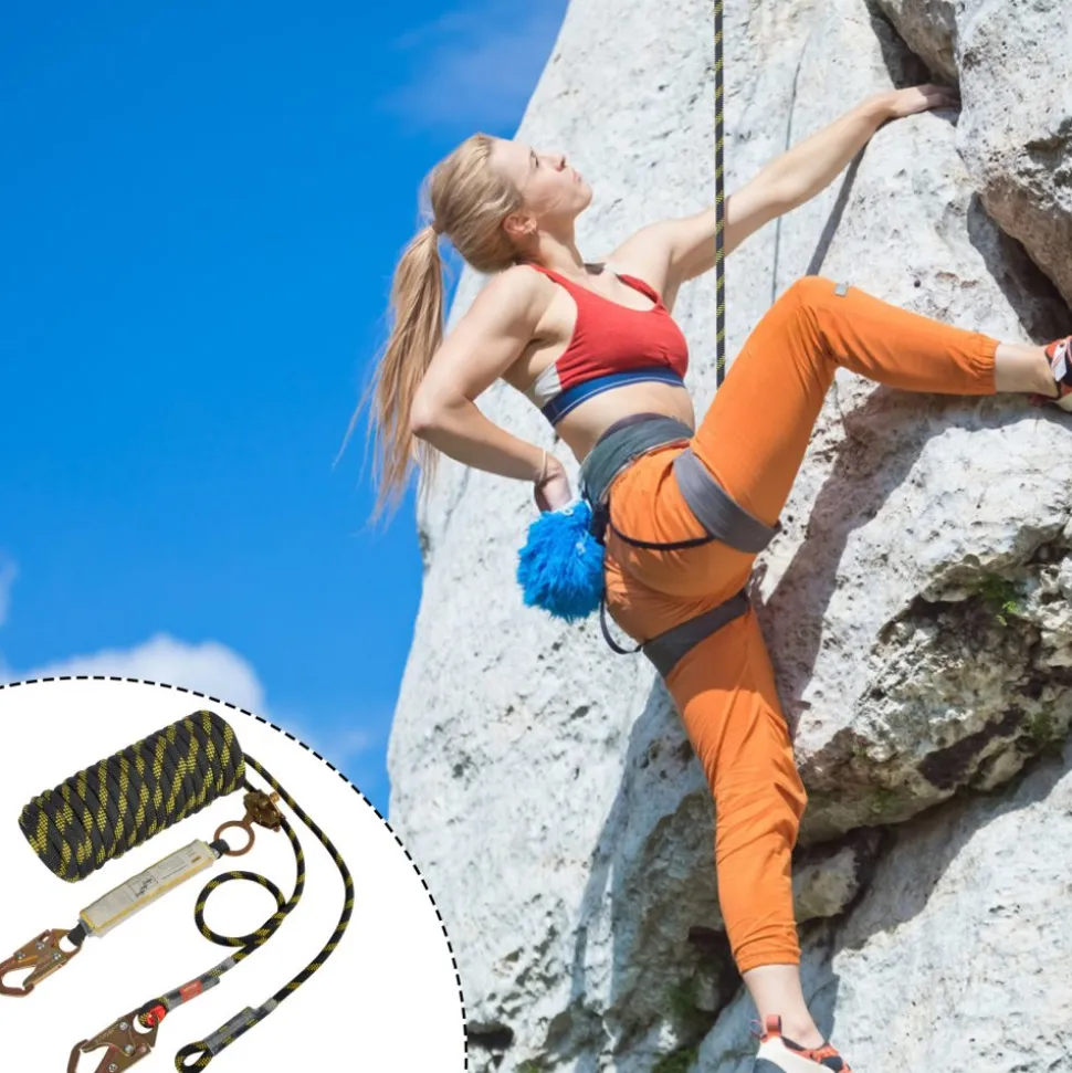 VEVOR Vertical Lifeline Assembly, 0.55'' x 100' Fall Protection Rope with 30 KN Breaking Tension, Polyester Roofing Rope with Steel Snap Hooks, Rope Grab, and Shock Absorber, ANSI Compliant