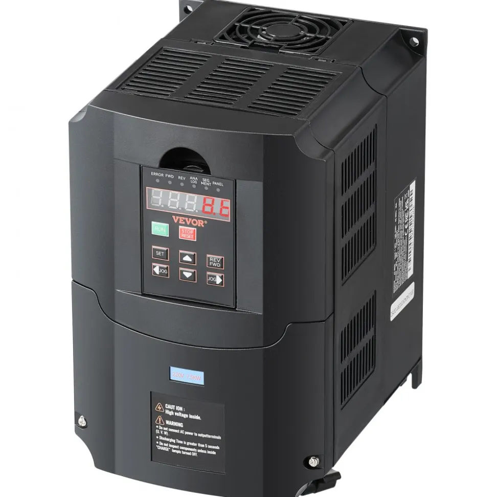 VEVOR VFD 10HP, 7.5KW, 35A, 1 or 3 Phase 220V Input to 3 Phase 220V Output Variable Frequency Drive, 40-60Hz Input, 0-400Hz Output VFD for Spindle Motor CNC Speed Control