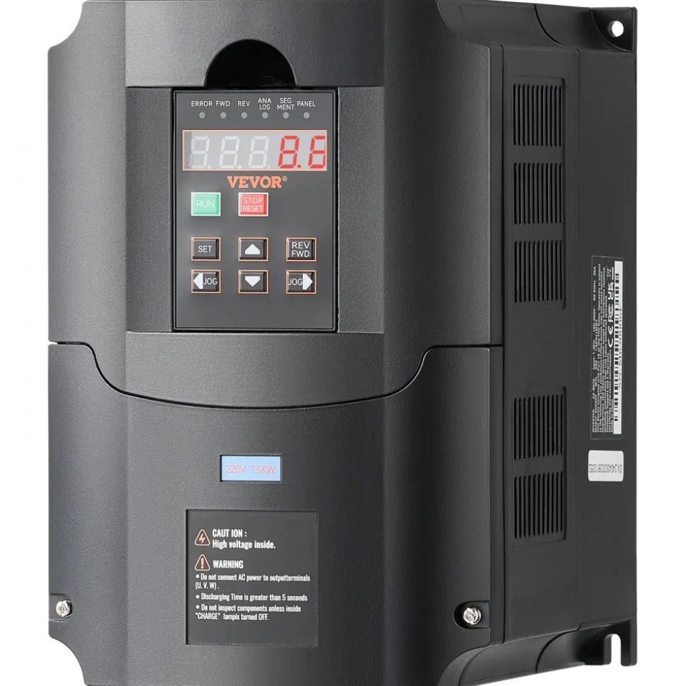 VEVOR VFD 10HP, 7.5KW, 35A, 1 or 3 Phase 220V Input to 3 Phase 220V Output Variable Frequency Drive, 40-60Hz Input, 0-400Hz Output VFD for Spindle Motor CNC Speed Control