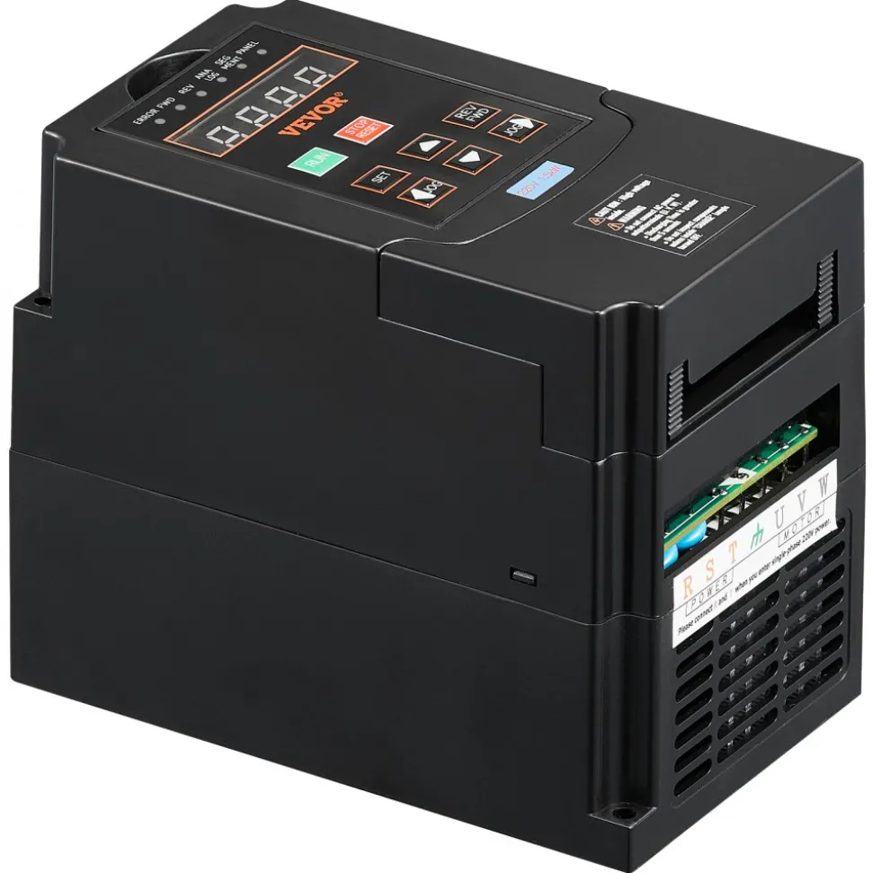 VEVOR VFD 2HP, 1.5KW, 7.5A, 1 or 3 Phase 220V Input to 3 Phase 220V Output Variable Frequency Drive, 40-60Hz Input, 0-400Hz Output VFD for Spindle Motor CNC Speed Control