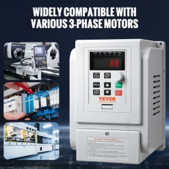 VEVOR VFD 5HP, 4KW, 18A, 1 Phase 220V-240V Input to 3 Phase 220V-240V Output Variable Frequency Drive, 0-400Hz VFD for AC Motor Speed Control