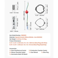 VEVOR 8V Glow Plug Repair Kit, Glow Plug Heater Repair Parking Heater Maintenance Kit with Atomization Mesh, Compatible with 5KW 8KW Diesel Air Heaters Models, Diesel Heaters Parts for Car Truck