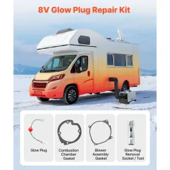 VEVOR 8V Glow Plug Repair Kit, Parking Diesel Heater Glow Ignition Plug Kit with Atomization Mesh, Compatible with 2KW 5KW 8KW Diesel Air Heater Models, Diesels Heaters Accessories for Car Truck Boat