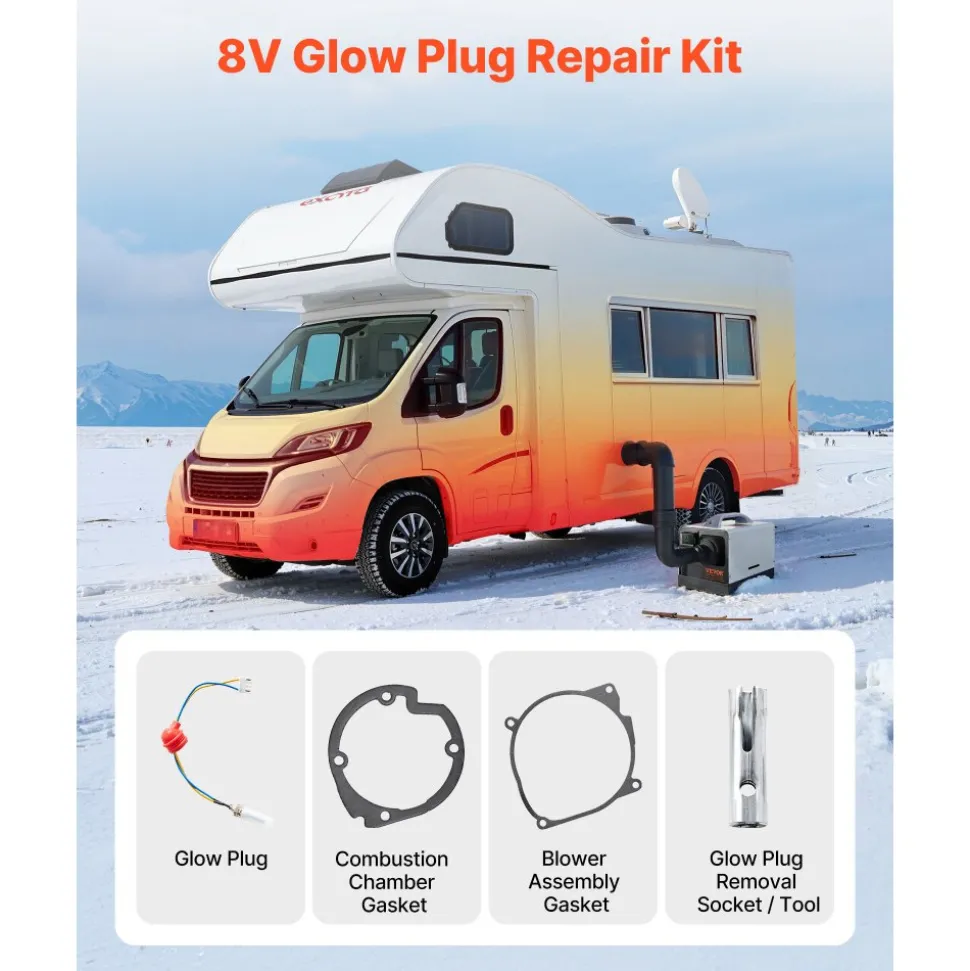 VEVOR 8V Glow Plug Repair Kit, Parking Diesel Heater Glow Ignition Plug Kit with Atomization Mesh, Compatible with 2KW 5KW 8KW Diesel Air Heater Models, Diesels Heaters Accessories for Car Truck Boat
