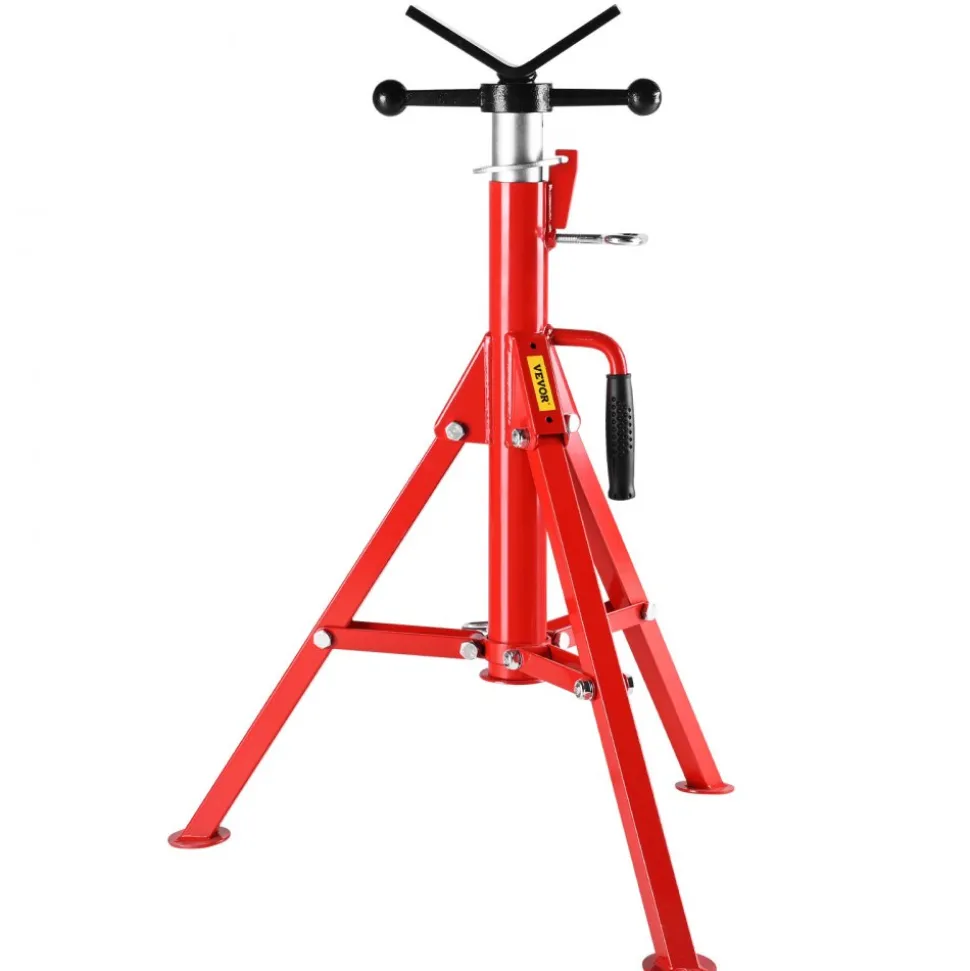 VEVOR V Head Pipe Stand Adjustable Height 28-52 Inch, Pipe Stands 2500 LB. Capacity, Folding Portable Pipe Stands 1/2 to 12 Inch Pipe Supporting, Steel Pipes Stand