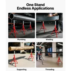 VEVOR V Head Pipe Stand Adjustable Height 28-52 Inch, Pipe Stands 2500 LB. Capacity, Folding Portable Pipe Stands 1/2 to 12 Inch Pipe Supporting, Steel Pipes Stand