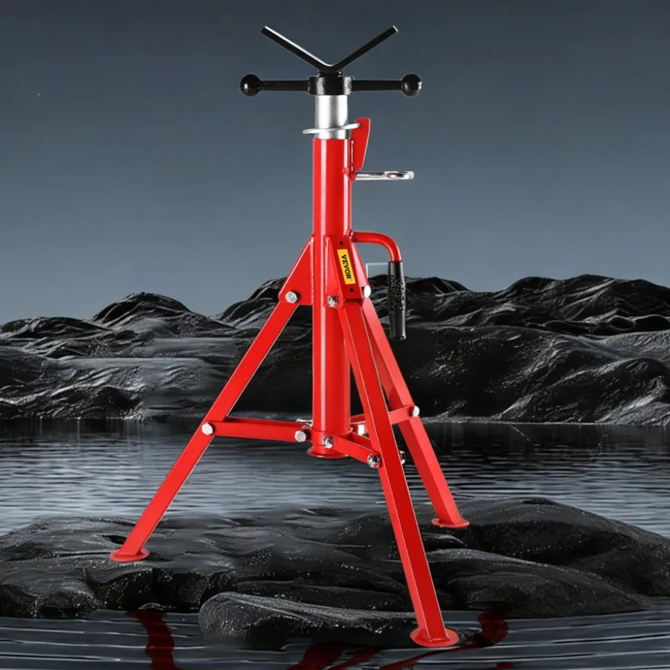 VEVOR V Head Pipe Stand Adjustable Height 28-52 Inch, Pipe Stands 2500 LB. Capacity, Folding Portable Pipe Stands 1/2 to 12 Inch Pipe Supporting, Steel Pipes Stand