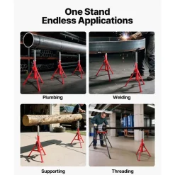 VEVOR V Head Pipe Stand 1/8-12 inch Capacity, Adjustable Height 28-52 inch, Pipe Stands 2500 lbs Load Capacity, Portable Folding Pipe Stands, Carbon Steel Body More Durable