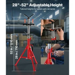 VEVOR V Head Pipe Stand 1/8-12 inch Capacity, Adjustable Height 28-52 inch, Pipe Stands 2500 lbs Load Capacity, Portable Folding Pipe Stands, Carbon Steel Body More Durable