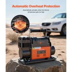 VEVOR 12V Heavy Duty Air Compressor, Auto-Stop Portable Tire Inflator with LCD Digital Display, 7.14 CFM 150PSI Offroad Air Pump with Adapters for Trucks Car SUV 4 x 4 Vehicle RV