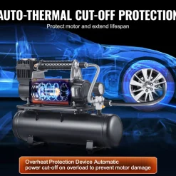 VEVOR 12V Heavy Duty Air Compressor with 6L Tank Kit, 6.35 CFM Portable Tire Inflator, 150PSI Offroad Air Compressor with Digital Pressure Gauge Tire Inflator for Trucks Car SUV 4 x 4 Vehicle RV