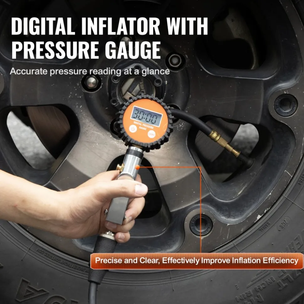 VEVOR 12V Heavy Duty Air Compressor with 6L Tank Kit, 6.35 CFM Portable Tire Inflator, 150PSI Offroad Air Compressor with Digital Pressure Gauge Tire Inflator for Trucks Car SUV 4 x 4 Vehicle RV
