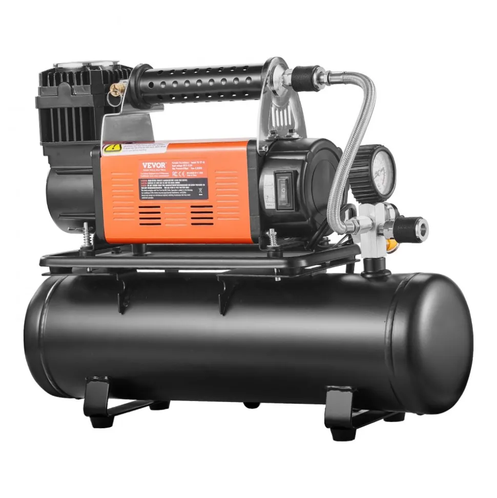 VEVOR 12V Heavy Duty Air Compressor with 6L Tank Kit, 6.35 CFM Portable Tire Inflator, 150PSI Offroad Air Compressor with Digital Pressure Gauge Tire Inflator for Trucks Car SUV 4 x 4 Vehicle RV