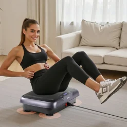VEVOR Vibration Plate Exercise Machine, Full Body Vibrating Platform for Lymphatic Drainage and Weight Loss, Home Workout Fitness Equipment with 2 Resistance Bands, Body Shaker for Women Men, Black