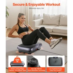 VEVOR Vibration Plate Exercise Machine, Full Body Vibrating Platform for Lymphatic Drainage and Weight Loss, Home Workout Fitness Equipment with 2 Resistance Bands, Body Shaker for Women Men, Black