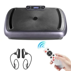 VEVOR Vibration Plate Exercise Machine, Full Body Vibrating Platform for Lymphatic Drainage and Weight Loss, Home Workout Fitness Equipment with 2 Resistance Bands, Body Shaker for Women Men, Black
