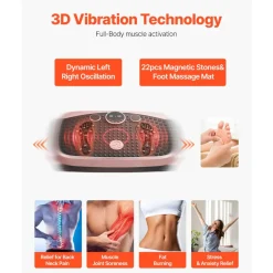 VEVOR Vibration Plate Exercise Machine, Whole Body Shaker with Magnetic Acupoints for Lymphatic Drainage and Weight Loss, Home Workout Gym Fitness Equipment with 2 Resistance Bands for Women Men, Pink