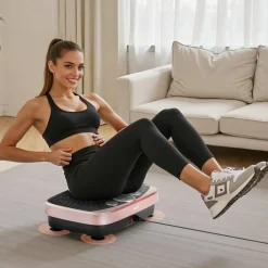 VEVOR Vibration Plate Exercise Machine, Whole Body Shaker with Magnetic Acupoints for Lymphatic Drainage and Weight Loss, Home Workout Gym Fitness Equipment with 2 Resistance Bands for Women Men, Pink
