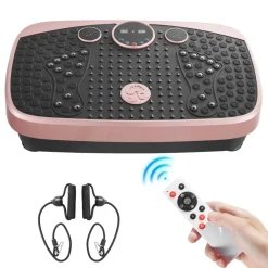VEVOR Vibration Plate Exercise Machine, Whole Body Shaker with Magnetic Acupoints for Lymphatic Drainage and Weight Loss, Home Workout Gym Fitness Equipment with 2 Resistance Bands for Women Men, Pink