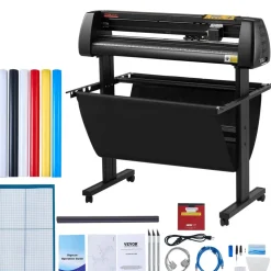 VEVOR Vinyl Cutter, 34Inch Bundle, Vinyl Cutter Machine, Manual Vinyl Printer, LCD Display Plotter Cutter Sign Cutting with Signmaster Software for Design and Cut, with Supplies, Tools