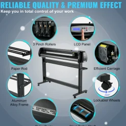 VEVOR Vinyl Cutter, 53inch Vinyl Cutter Plotter with Stand, Adjustable Speed Force for Sign Making Vinyl Plotter, SignMaster Software Vinyl Tape Tools Vinyl Printer Available with COM/USB/Bluetooth