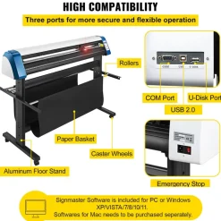 VEVOR Vinyl Cutter 53 Inch Vinyl Cutter Machine Semi-Automatic DIY Vinyl Printer Cutter Machine Manual Positioning Sign Cutting with Floor Stand Signmaster Software
