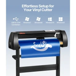 VEVOR Vinyl Cutter Machine, 28inch Vinyl Plotter, LCD Display Plotter Cutter, Adjustable Double-Spring Pinch Rollers Sign Cutting Plotter, Plotter with Signmaster Software for Design and Cut