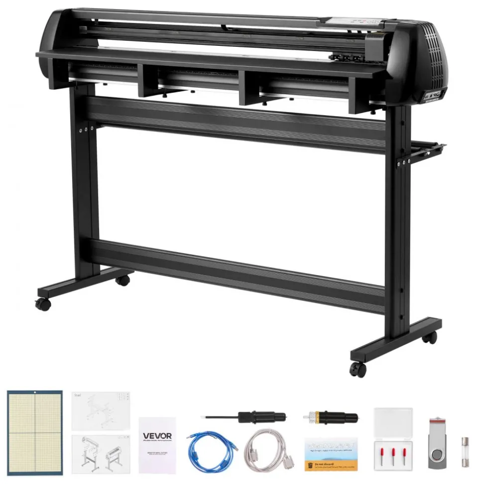 VEVOR Vinyl Cutter Machine, 53 inch Max Feed Width, Dual Blades, Adjustable Force and Speed, LED Display, Vinyl Plotter Cutter Printer with Signmaster Software for Compatible with Windows and macOS