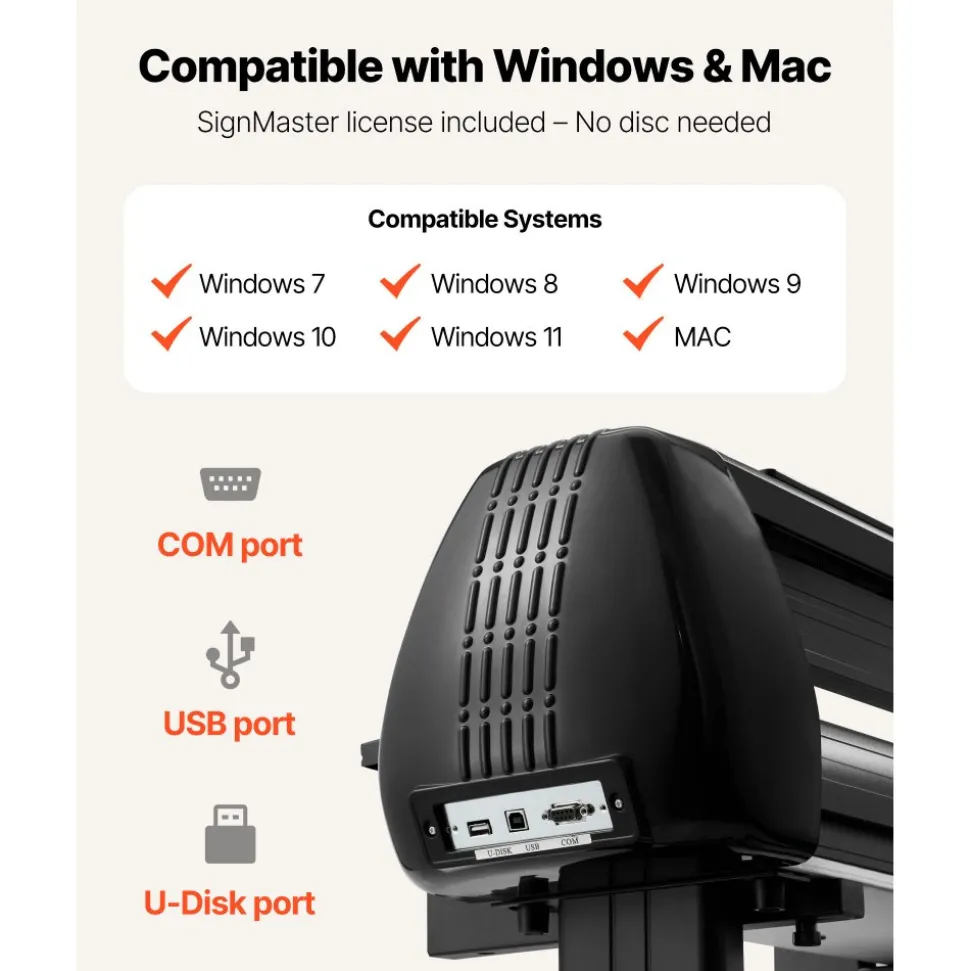 VEVOR Vinyl Cutter Machine, 53 inch Max Feed Width, Dual Blades, Adjustable Force and Speed, LED Display, Vinyl Plotter Cutter Printer with Signmaster Software for Compatible with Windows and macOS