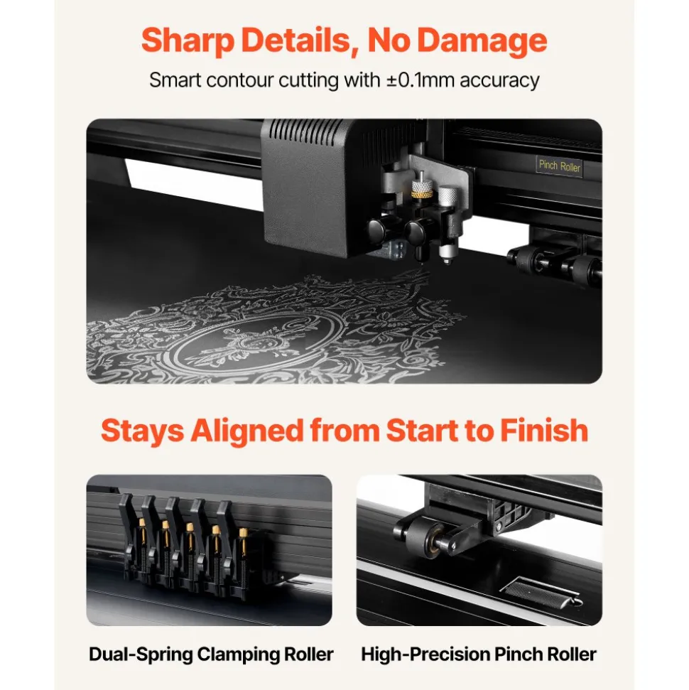 VEVOR Vinyl Cutter Machine, 53 inch Max Feed Width, Dual Blades, Adjustable Force and Speed, LED Display, Vinyl Plotter Cutter Printer with Signmaster Software for Compatible with Windows and macOS
